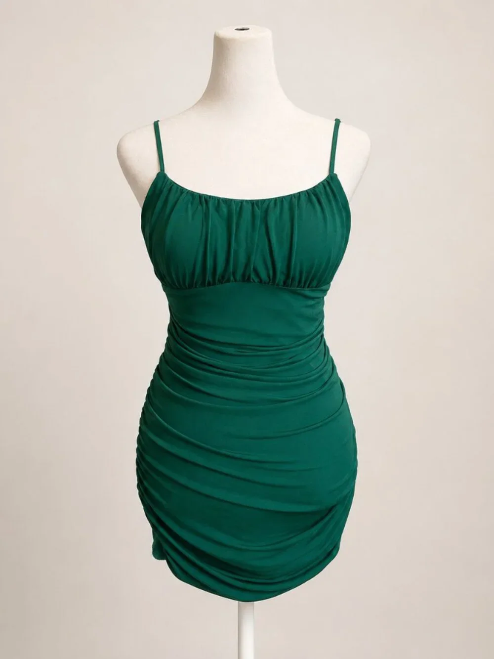 Honey and Rosie Green Ruched Mini Dress | Size Small